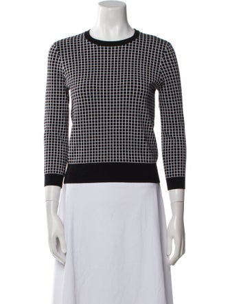 Michael Kors Collection Plaid Print Crew Neck Sweater