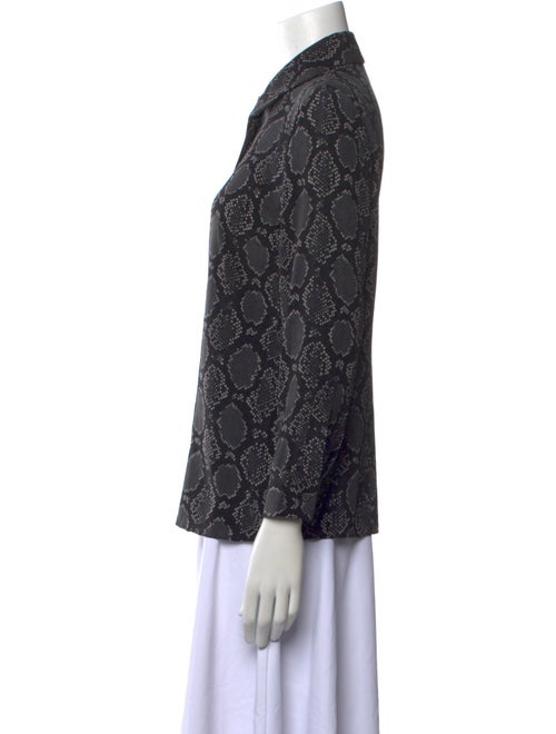 Michael Kors Collection Animal Print Three-Quarter Sleeve Button-Up Top