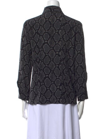 Michael Kors Collection Animal Print Three-Quarter Sleeve Button-Up Top