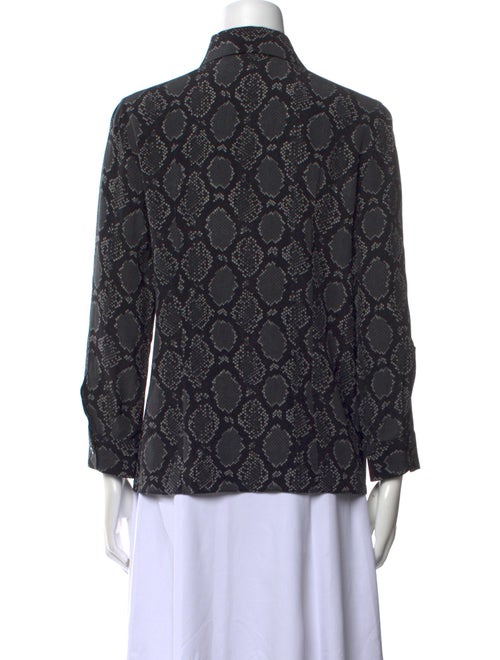 Michael Kors Collection Animal Print Three-Quarter Sleeve Button-Up Top