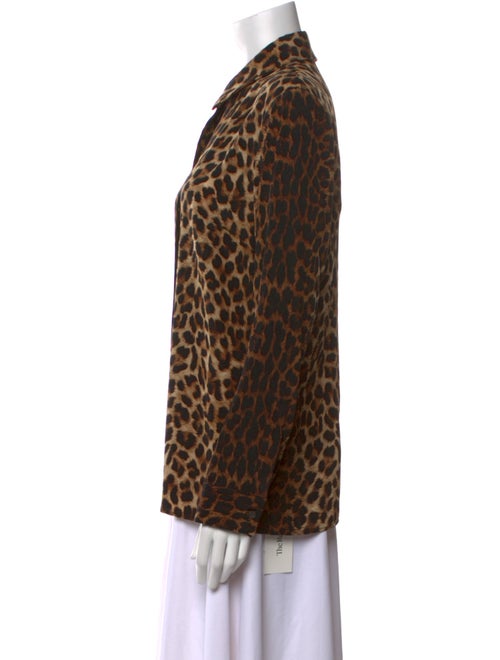 Michael Kors Collection Silk Animal Print Button-Up Top
