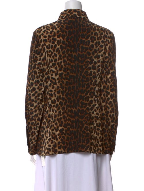 Michael Kors Collection Silk Animal Print Button-Up Top