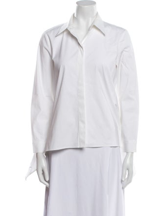 Michael Kors Collection Three-Quarter Sleeve Button-Up Top
