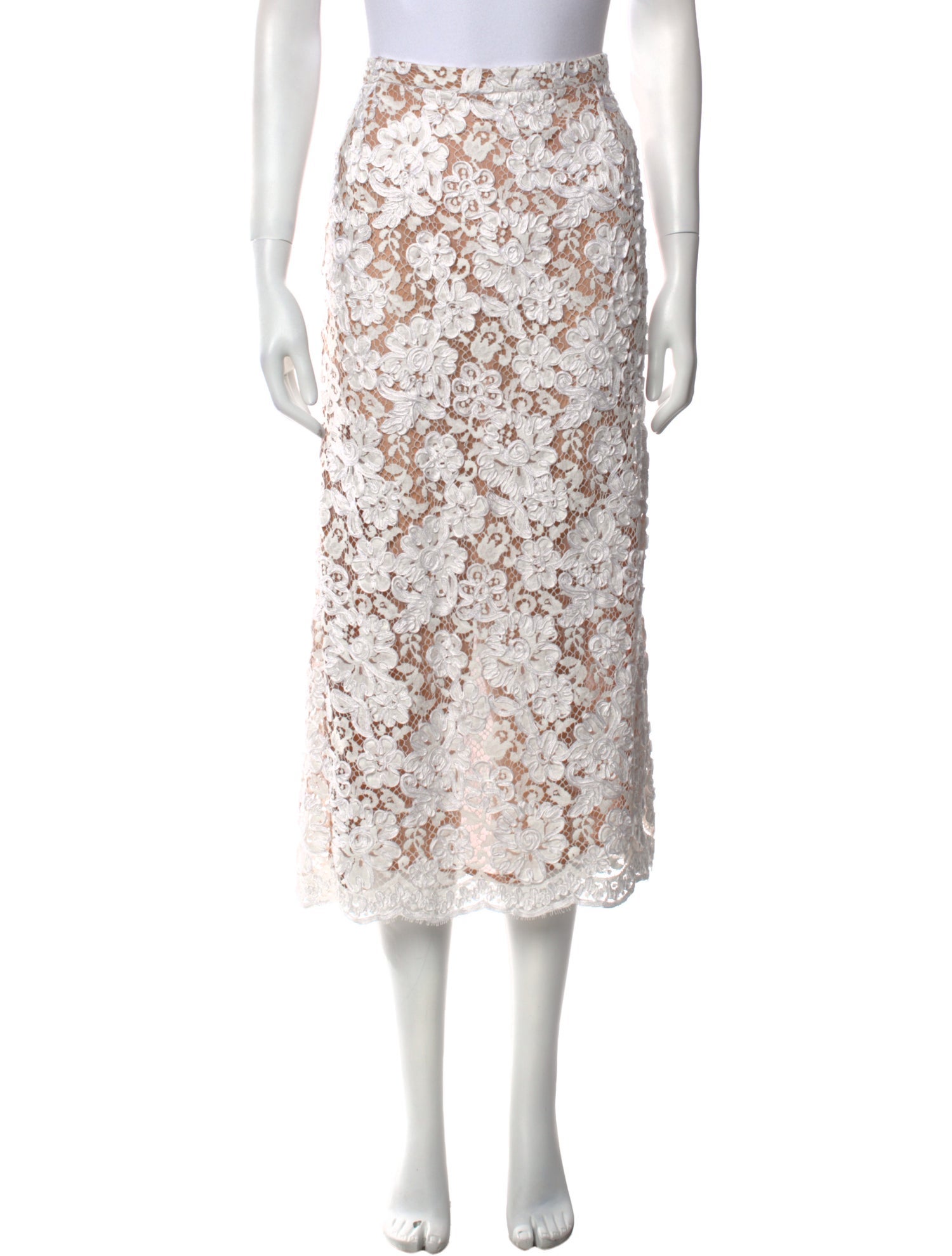 Michael Kors Collection Lace Pattern Midi Length Skirt