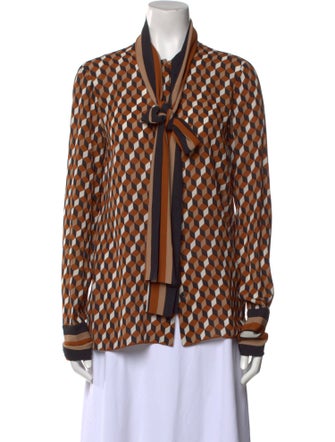 Michael Kors Collection Silk Printed Button-Up Top