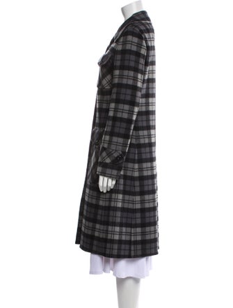 Michael Kors Collection Virgin Wool Plaid Print Trench Coat