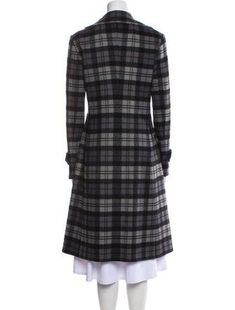 Michael Kors Collection Virgin Wool Plaid Print Trench Coat
