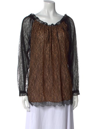 Michael Kors Collection Lace Pattern Scoop Neck Blouse