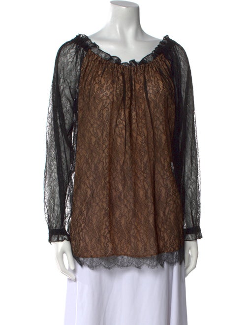 Michael Kors Collection Lace Pattern Scoop Neck Blouse