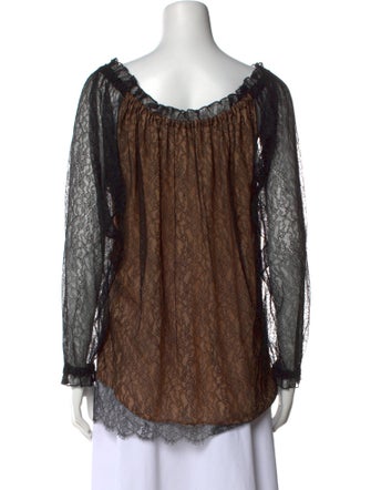 Michael Kors Collection Lace Pattern Scoop Neck Blouse