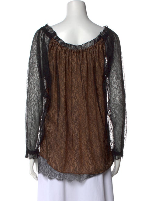 Michael Kors Collection Lace Pattern Scoop Neck Blouse