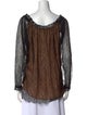 Michael Kors Collection Lace Pattern Scoop Neck Blouse