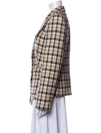 Michael Kors Collection Virgin Wool Plaid Print Blazer