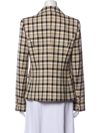 Michael Kors Collection Virgin Wool Plaid Print Blazer