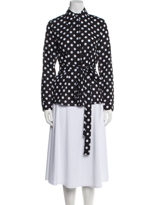 Michael Kors Collection Polka Dot Print Mock Neck Button-Up Top
