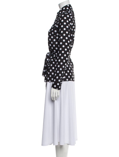 Michael Kors Collection Polka Dot Print Mock Neck Button-Up Top
