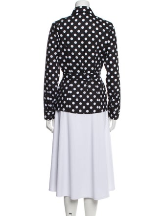Michael Kors Collection Polka Dot Print Mock Neck Button-Up Top
