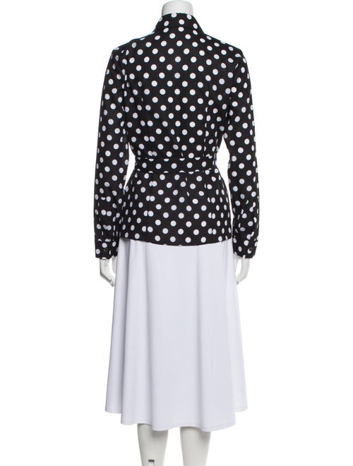 Michael Kors Collection Polka Dot Print Mock Neck Button-Up Top