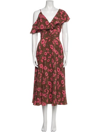 Michael Kors Collection Silk Midi Length Dress