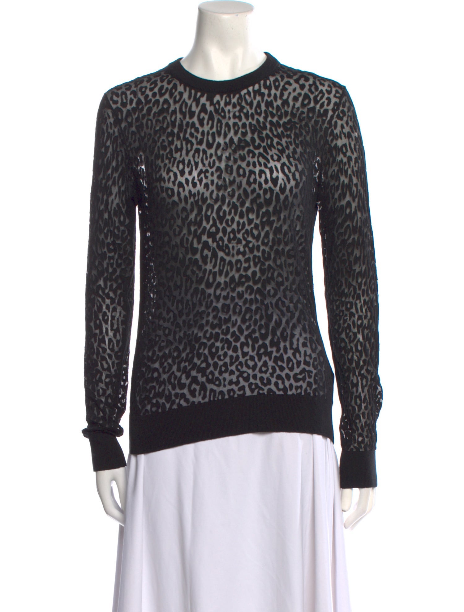 Michael Kors Collection Animal Print Crew Neck Sweater