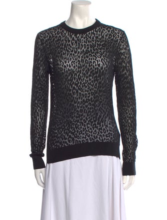 Michael Kors Collection Animal Print Crew Neck Sweater