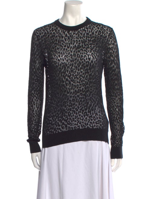 Michael Kors Collection Animal Print Crew Neck Sweater