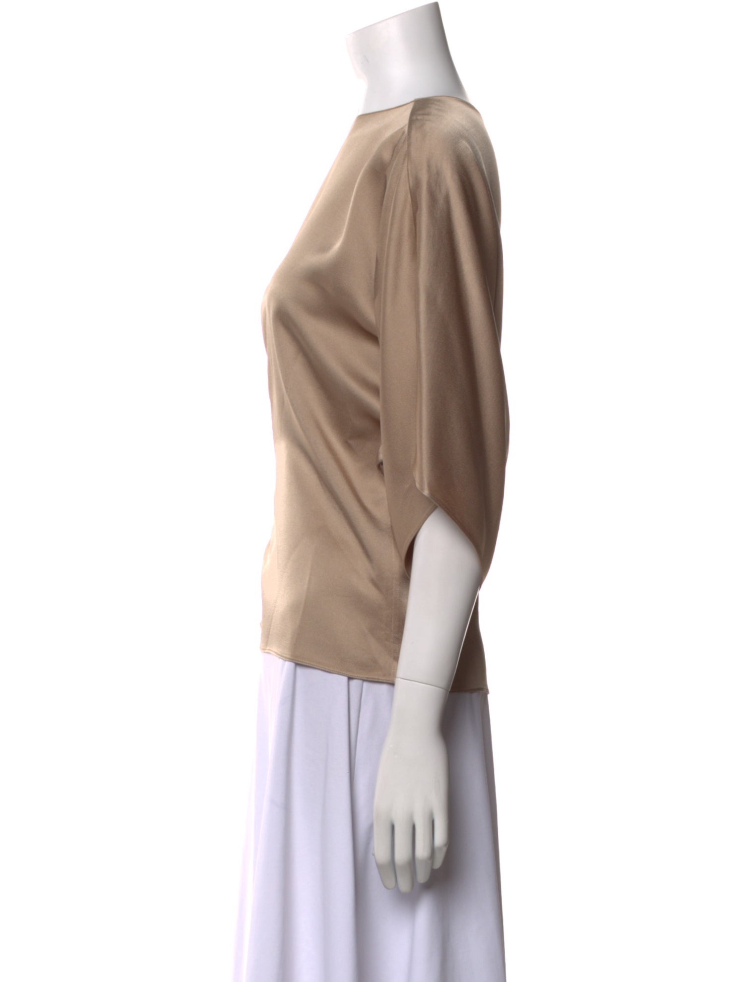 Michael Kors Collection Bateau Neckline Three-Quarter Sleeve Blouse