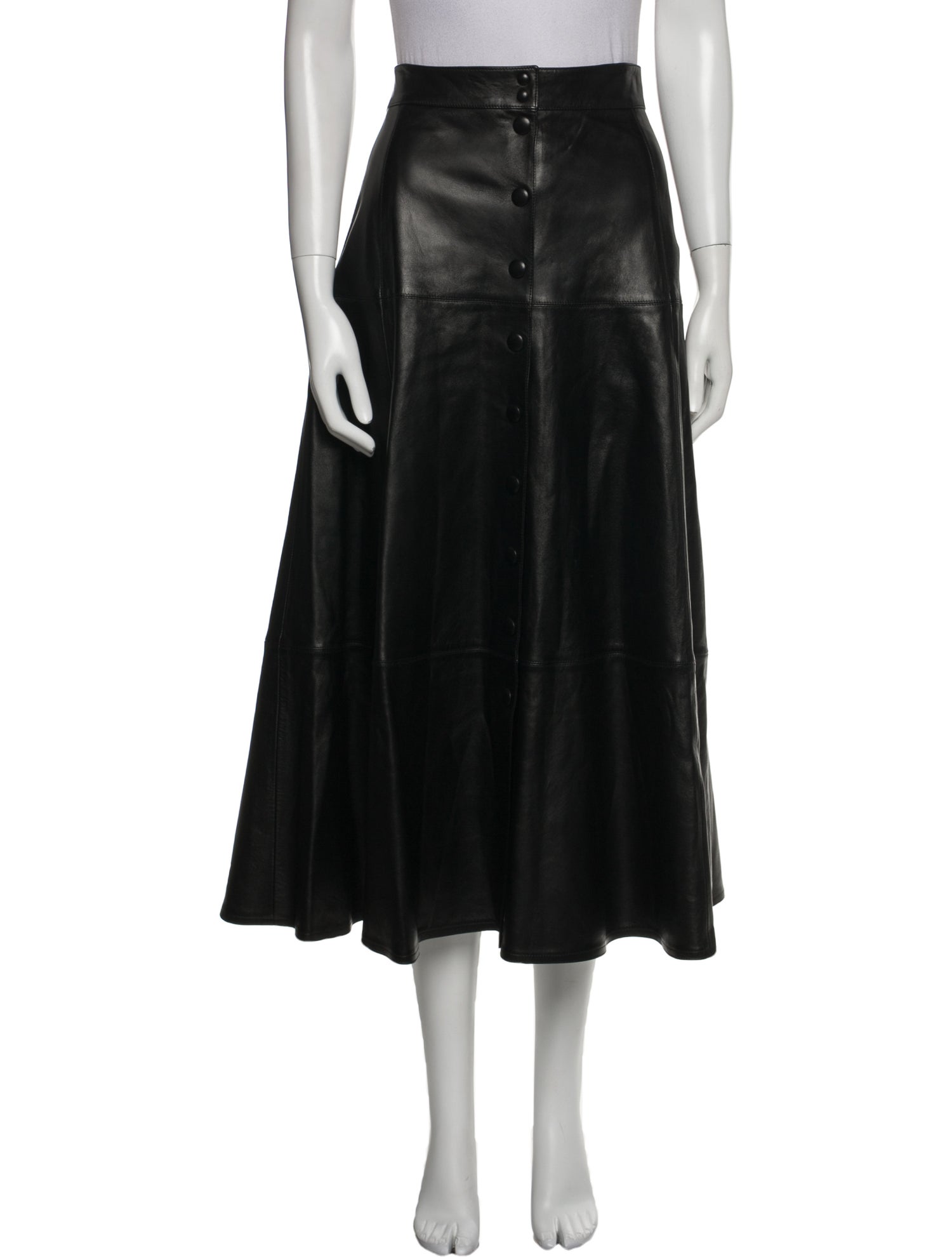 Michael Kors Collection Leather Midi Length Skirt