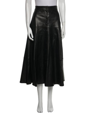 Michael Kors Collection Leather Midi Length Skirt