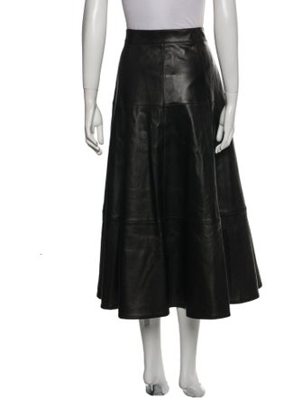 Michael Kors Collection Leather Midi Length Skirt