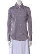 Michael Kors Collection Chambray Plaid Print Button-Up Top