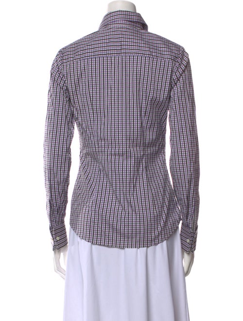 Michael Kors Collection Chambray Plaid Print Button-Up Top