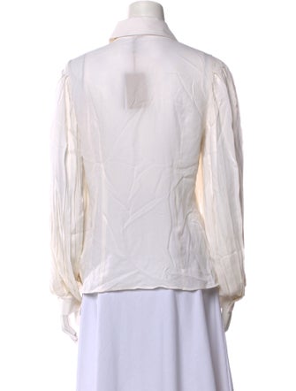 Michael Kors Collection Silk Long Sleeve Button-Up Top