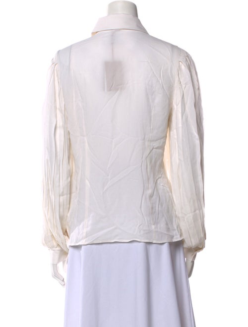Michael Kors Collection Silk Long Sleeve Button-Up Top
