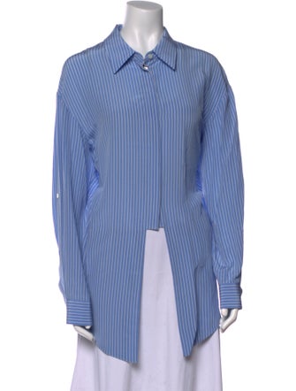 Michael Kors Collection Silk Striped Button-Up Top
