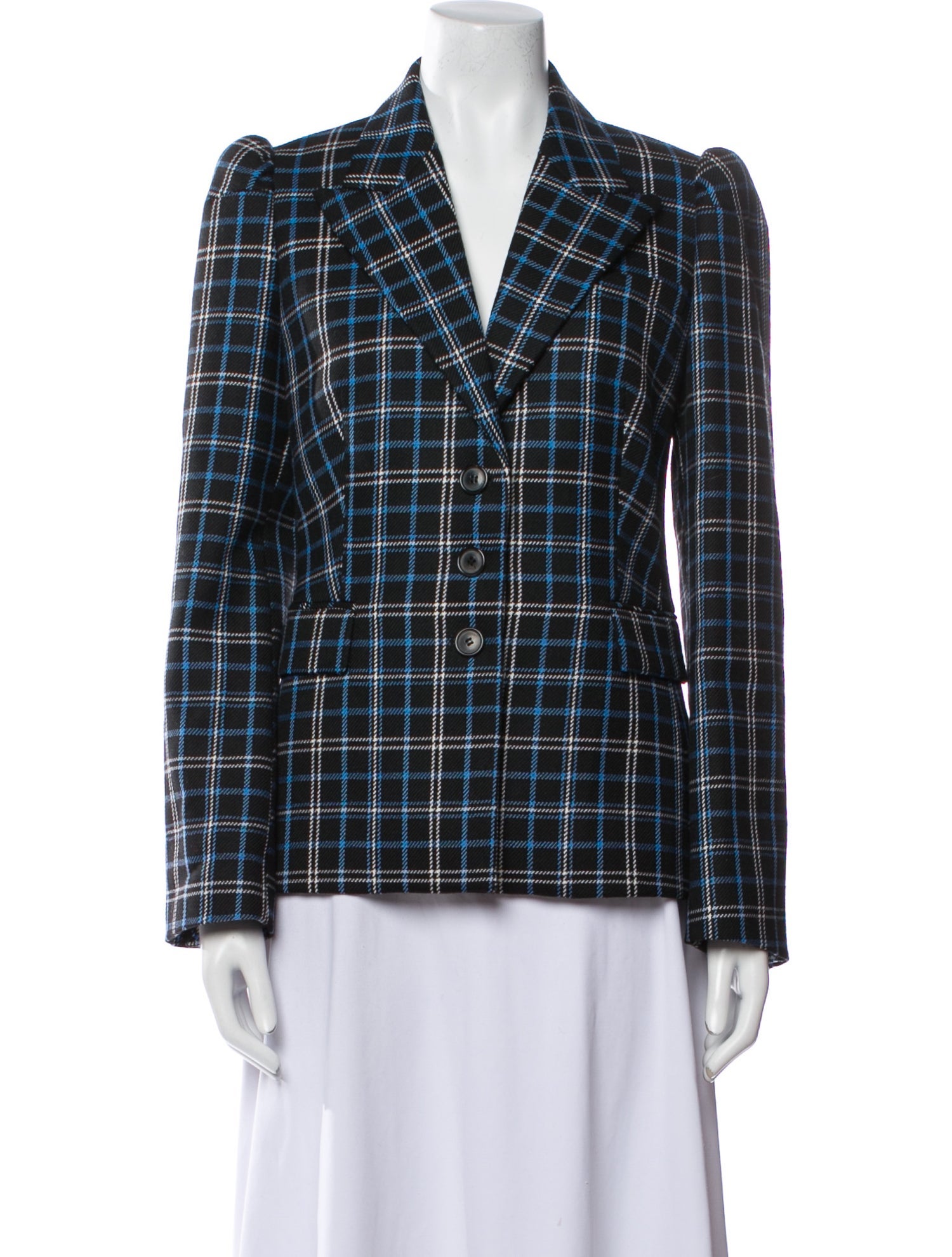 Michael Kors Collection Virgin Wool Plaid Print Blazer
