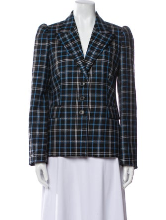 Michael Kors Collection Virgin Wool Plaid Print Blazer