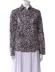 Michael Kors Collection Animal Print Long Sleeve Button-Up Top