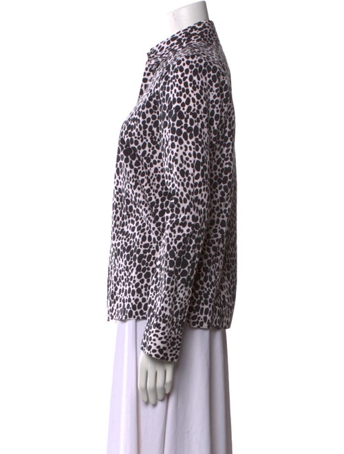 Michael Kors Collection Animal Print Long Sleeve Button-Up Top