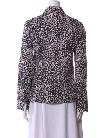 Michael Kors Collection Animal Print Long Sleeve Button-Up Top