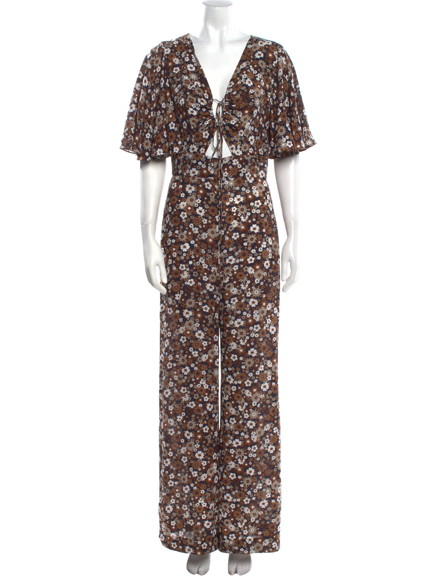 Michael Kors Collection Silk Floral Print Jumpsuit