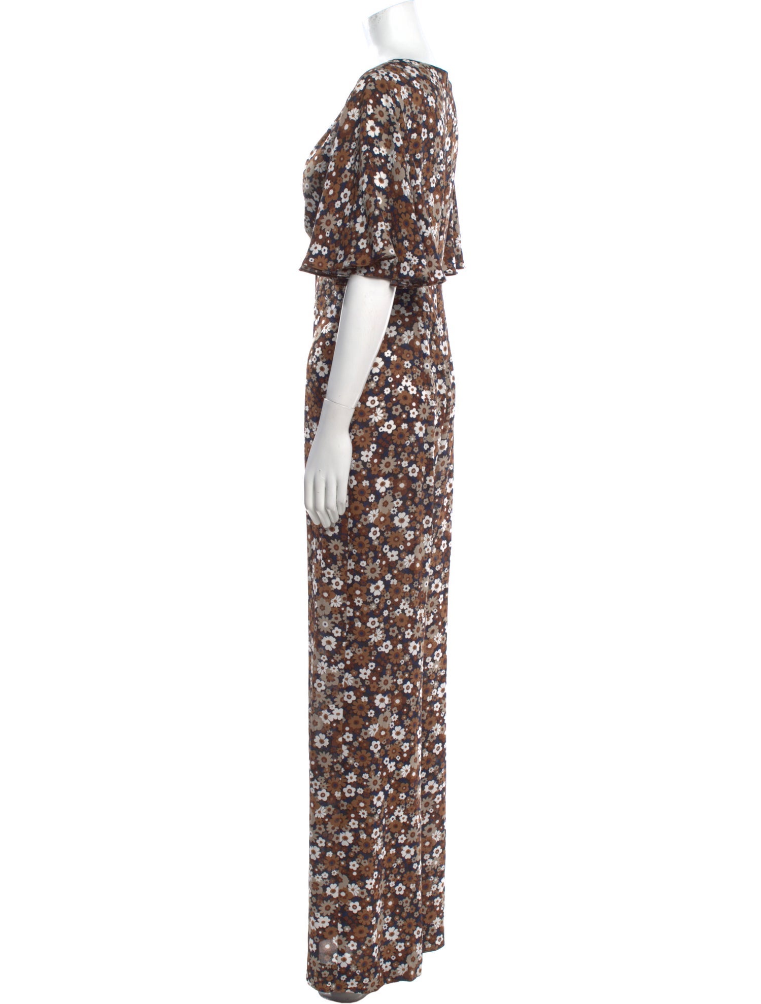 Michael Kors Collection Silk Floral Print Jumpsuit