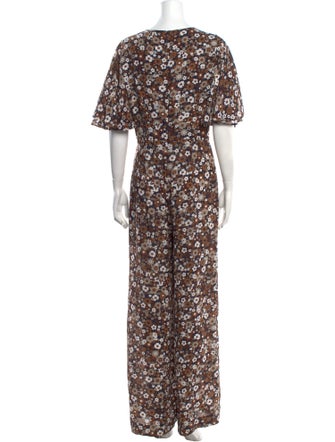 Michael Kors Collection Silk Floral Print Jumpsuit