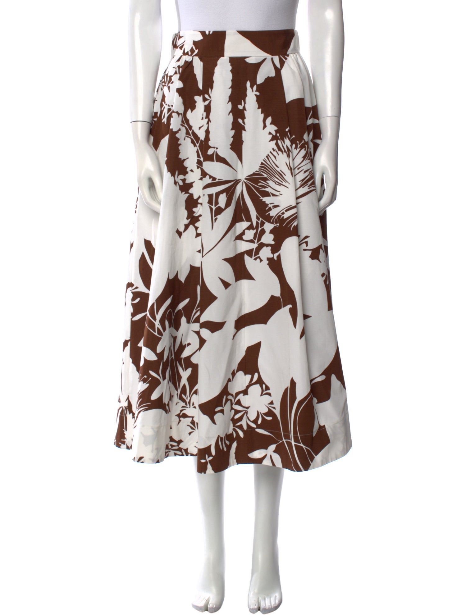 Michael Kors Collection Floral Print Midi Length Skirt