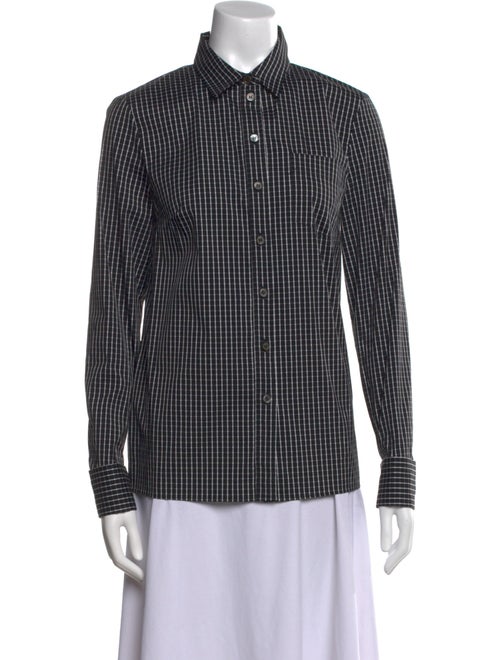 Michael Kors Collection Plaid Print Long Sleeve Button-Up Top