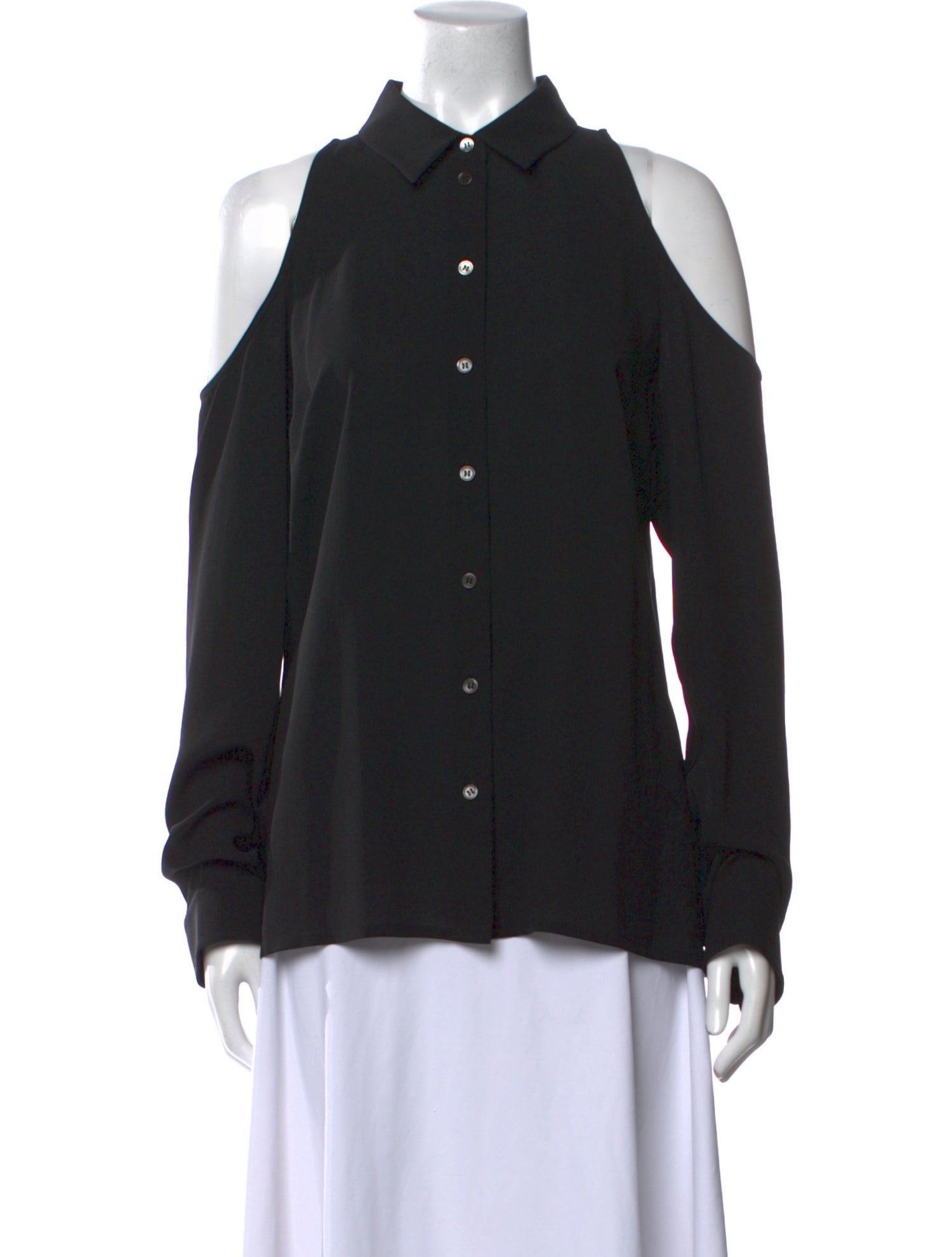 Michael Kors Collection Silk Long Sleeve Button-Up Top