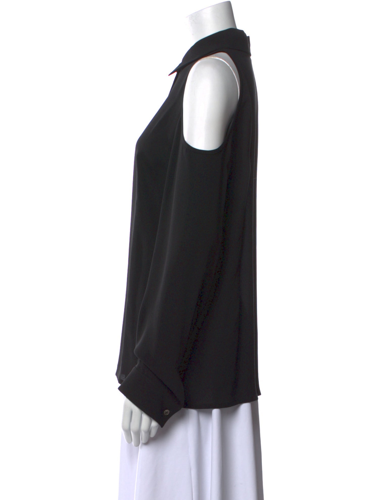 Michael Kors Collection Silk Long Sleeve Button-Up Top