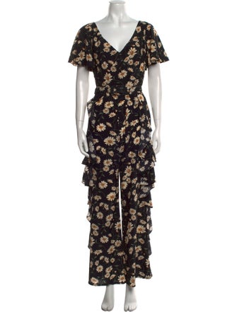 Michael Kors Collection Silk Floral Print Jumpsuit