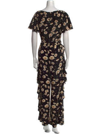 Michael Kors Collection Silk Floral Print Jumpsuit