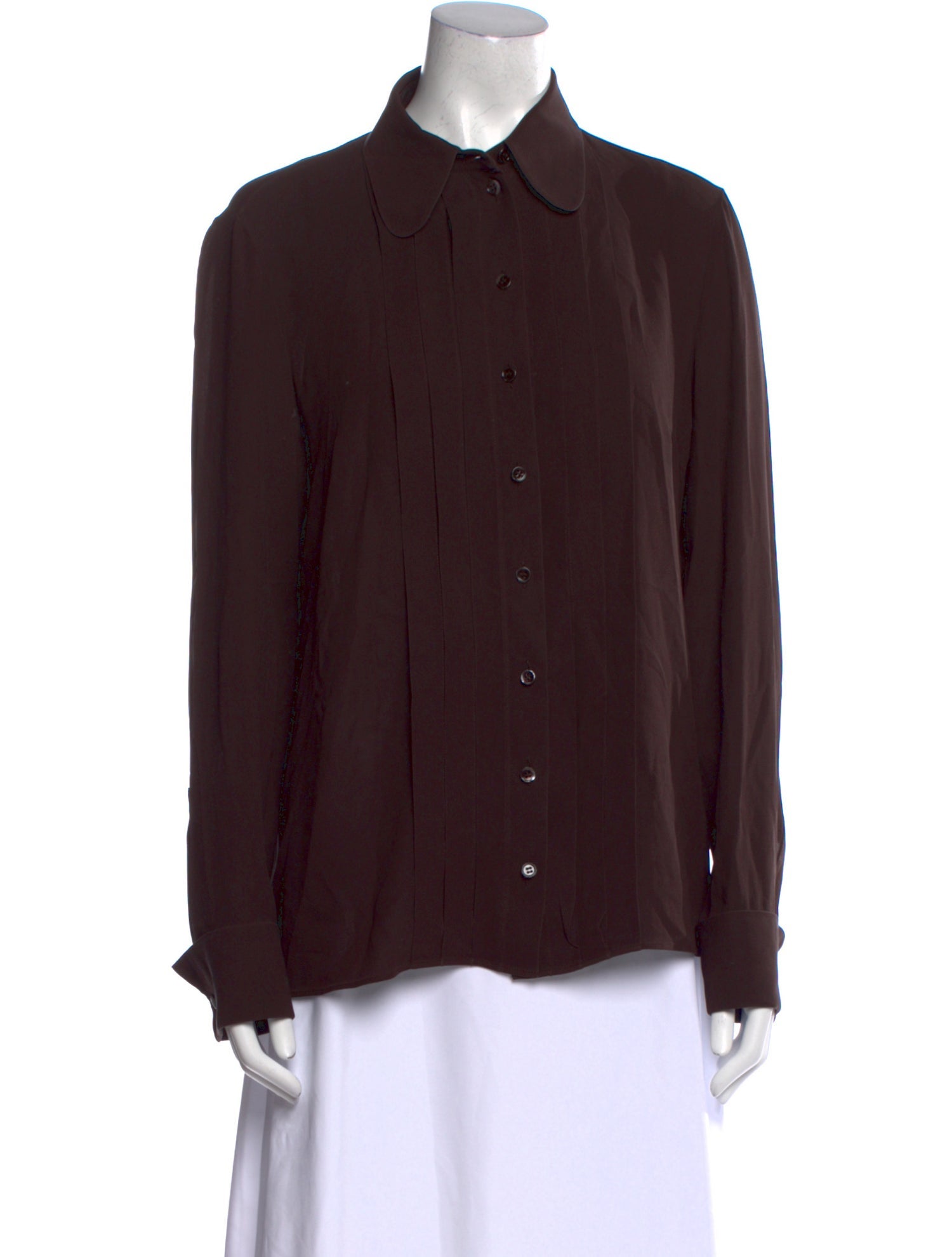 Michael Kors Collection Silk Long Sleeve Button-Up Top